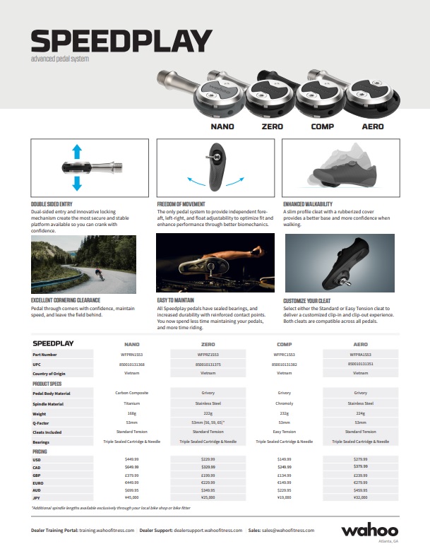 Speedplay sell sheet